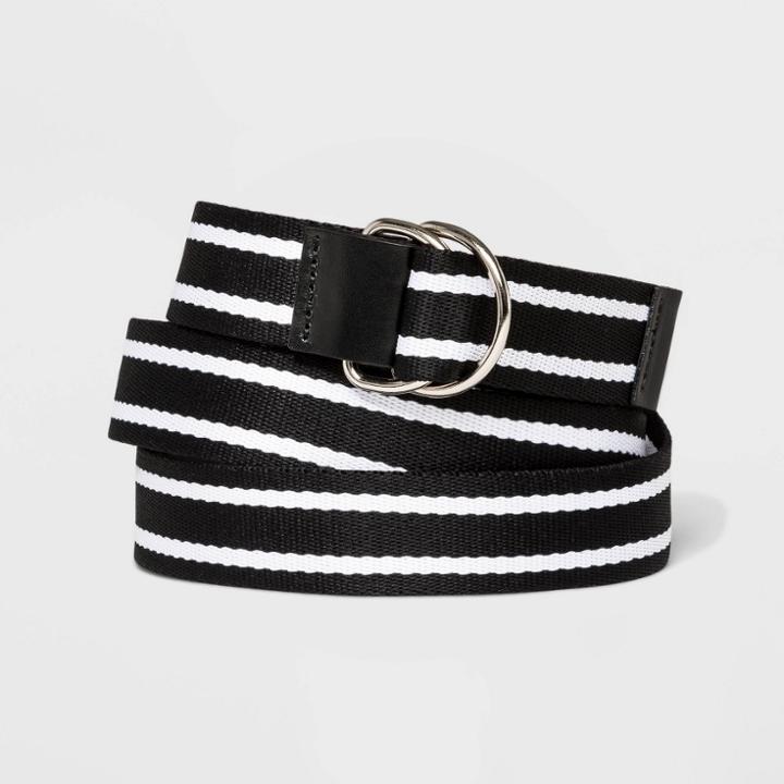 Women's Striped Grommet Web Belt - Wild Fable Black S,