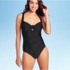Women's Ring Detail High Coverage One Piece Swimsuit - Kona Sol Black