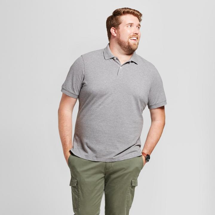 Men's Big & Tall Standard Fit Pique Polo Shirt - Goodfellow & Co Heather Gray