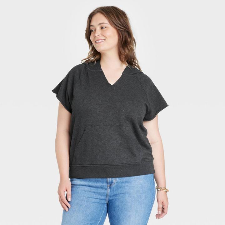 Women's Plus Size Sleeveless Hoodie - Universal Thread Dark Gray