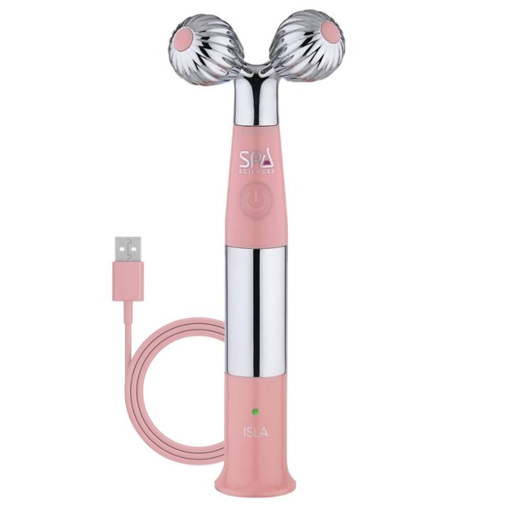 Spa Sciences Isla Sonic Face And Body Contouring Ice And Heat Roller With Detachable Stainless Steel Globes - Pink