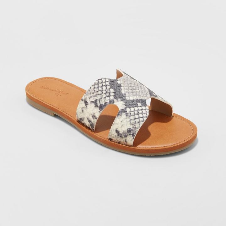Women's Jenny Wide Width Slide Sandals - Universal Thread Snake 5.5w,