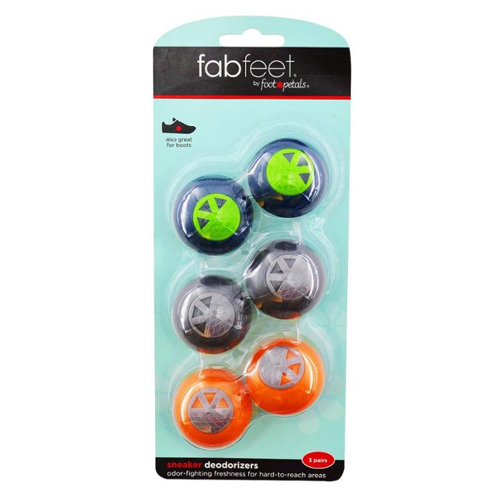 Women's Fab Feet By Foot Petals Sneakers Deodorizer Multipack Black/orange/blue - 6pk, Adult Unisex