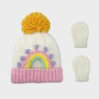 Baby Girls' 2pc Rainbow Hat And Glove Set - Cat & Jack Oatmeal, Pink