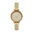 Target Women's Mesh Strap With Wood Finish Case Watch - A New Day Gold