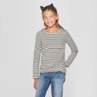Girls' Long Sleeve Knit Top - Cat & Jack Black