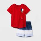 Toddler Boys' 2pc Snow-cone Jersey Knit Short Sleeve T-shirt And French Terry Shorts Set - Cat & Jack Red