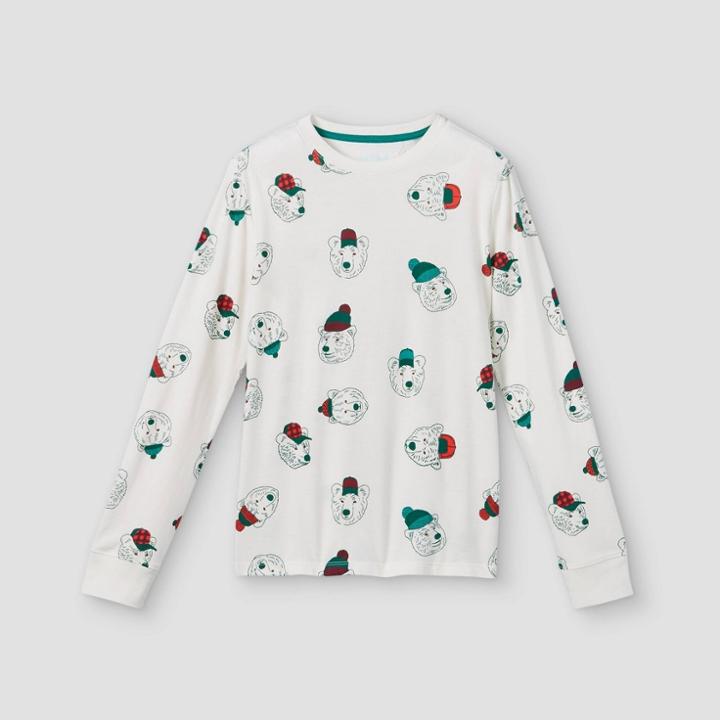 Boys' Printed Long Sleeve T-shirt - Cat & Jack Cream
