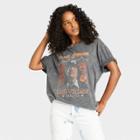 Women's Ac/dc World Tour Short Sleeve Oversized Graphic T-shirt - Charcoal Gray