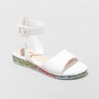 Girls' Glitter Ankle Strap Sandals - Stevies White