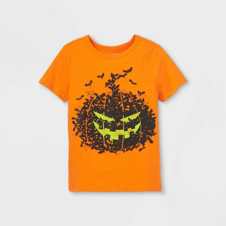 Boys' Spooky Pumpkin Graphic Short Sleeve T-shirt - Cat & Jack Orange