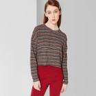 Women's Striped Long Sleeve Crew-neck Boxy Hacci Top - Wild Fable Black