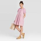 Women's Short Sleevesmocked Gauze Shift Dress - Universal Thread Pink