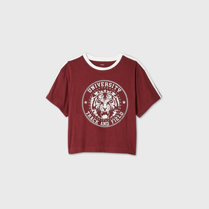 Women's Lounge Cropped Graphic T-shirt - Colsie Red