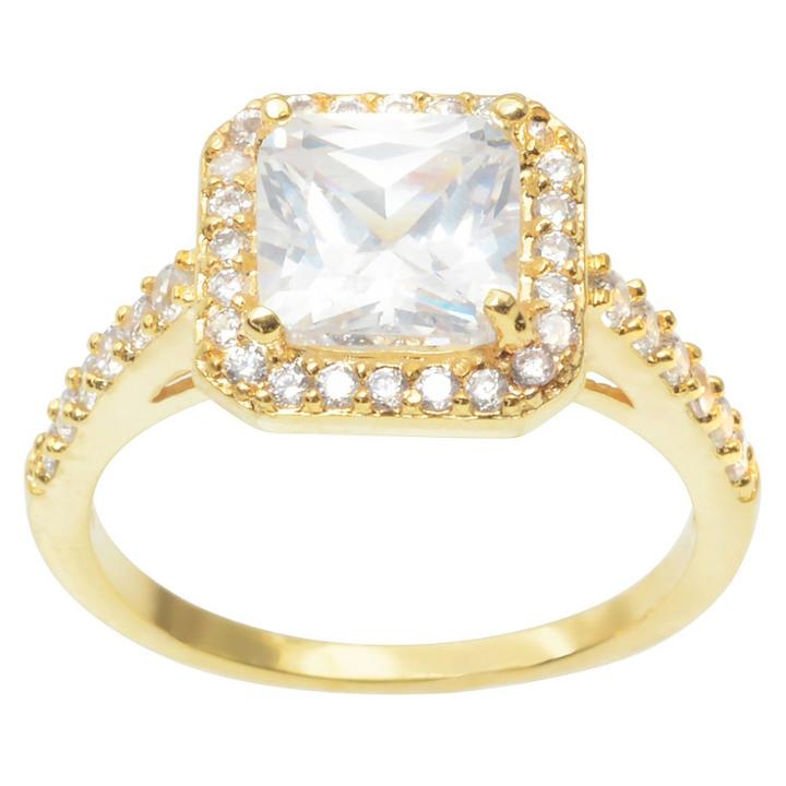 2 2/5 Ct. T.w. Journee Collection Cushion Cut Cz Basket Set Engagement Ring In Brass - Gold