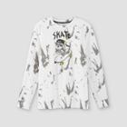 Boys' 'skeleton Head Skater' Graphic Long Sleeve T-shirt - Art Class White