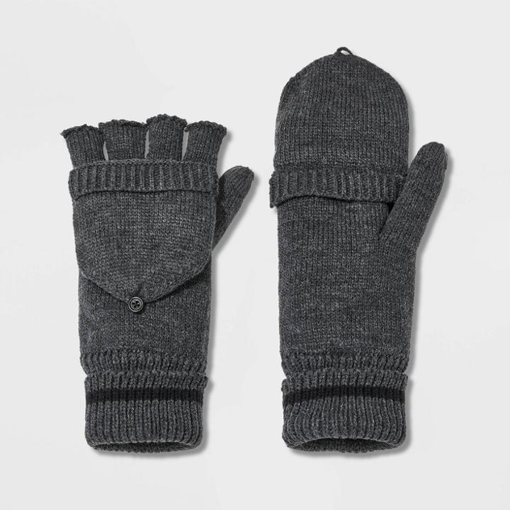Men's Convertible Mittens With Fleece Lined - Goodfellow & Co Charcoal Gray