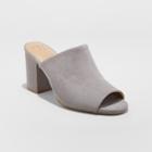 Women's Didi Wide Width Block Heel Mules - A New Day Gray 6w,