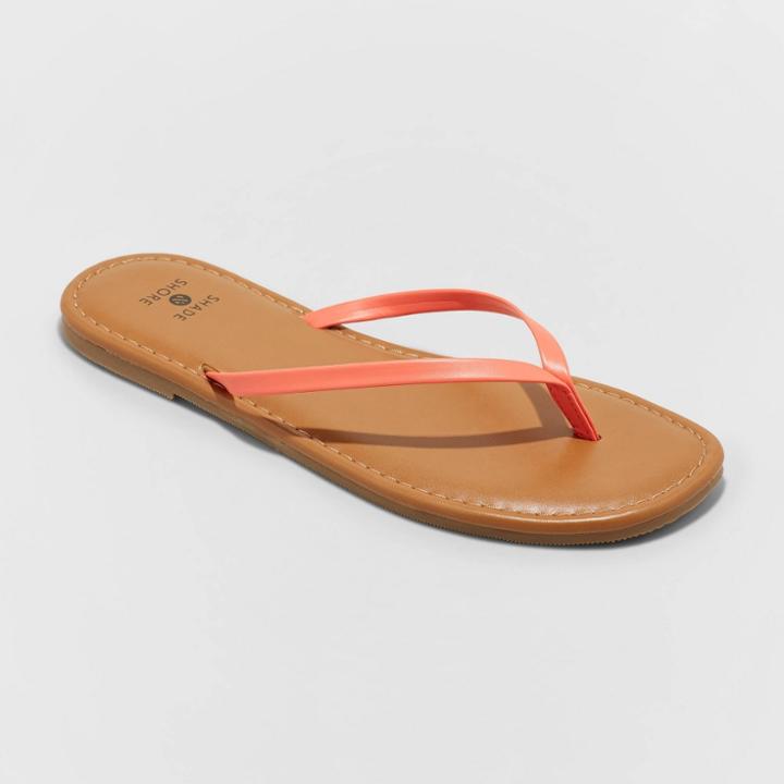Women's Ava Skinny Strap Flip Flop Sandals - Shade & Shore Coral Orange