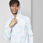Men's Tie Dye Long Sleeve Thermal Hooded T-shirt - Original Use Heirloom Blue