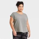Women's Plus Size Cap Sleeve T-shirt - All In Motion Heathered Gray