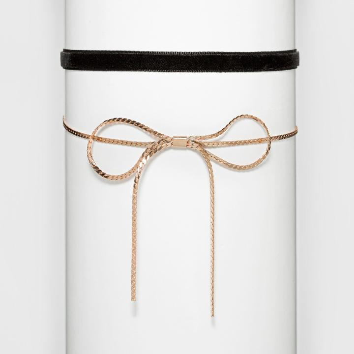 Target Fashion 2pc Choker Set With Bow - Black/rose Gold