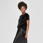 Women's Short Sleeve Velour T-shirt - A New Day Black