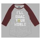 Women's 3/4 Sleeve I'll Guac Your World Raglan Graphic T-shirt - Awake Heather Gray