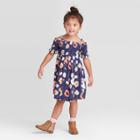 Toddler Girls' Smocked Button-front Floral Dress - Art Class Navy 12m, Toddler Girl's,