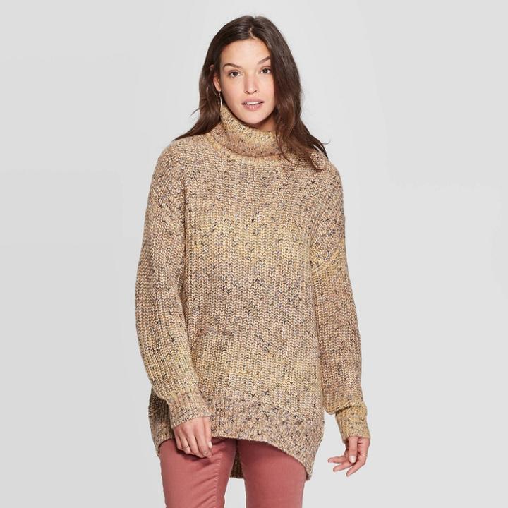Women's Long Sleeve Mock Turtleneck Gradient Tunic Sweater - Universal Thread Olive S, Women's, Size:
