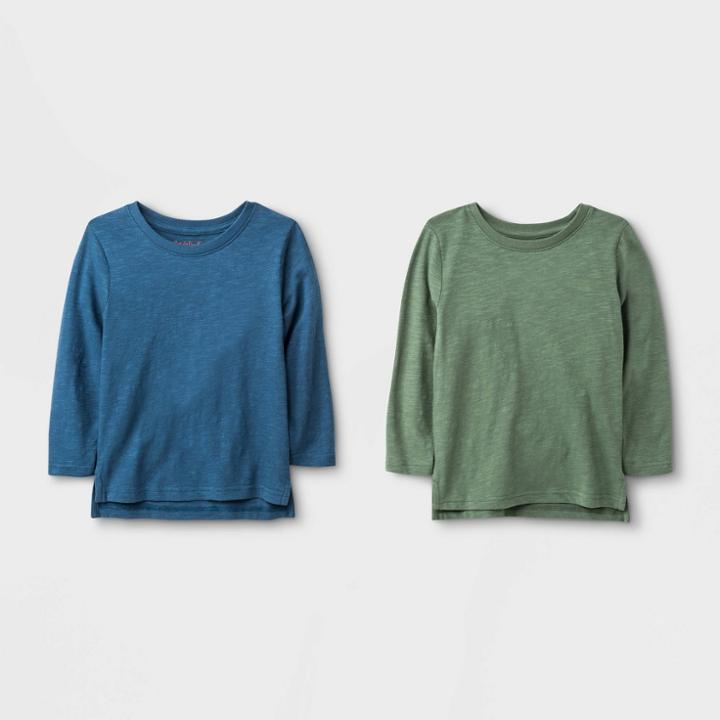 Toddler Boys' 2pk Long Sleeve T-shirts - Cat & Jack Blue/olive