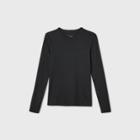 Women's Long Sleeve Fitted T-shirt - A New Day Jet Black