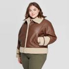 Women's Plus Size Sherpa Moto Jacket - Universal Thread Brown X, Women's
