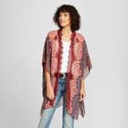 Women's Eyelash Lace Trim Kimono - Xhilaration Navy (blue)