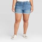 Women's Plus Size High-rise Midi Jean Shorts - Universal Thread Medium Wash 14w, Women's, Blue