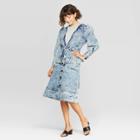 Women's Puff Long Sleeve Open Front Jacket - Who What Wear Denim Blue