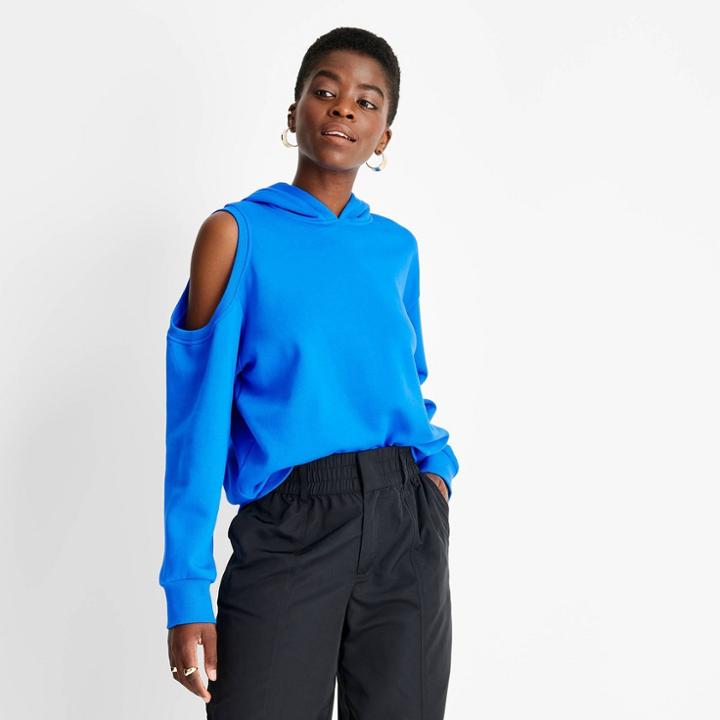 Women's Cut Out Hoodie - Future Collective With Kahlana Barfield Brown Blue Xxs
