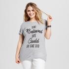 Women's Plus Size She Believed She Could So She Did Short Sleeve Graphic T-shirt - Zoe+liv (juniors') Heather Gray