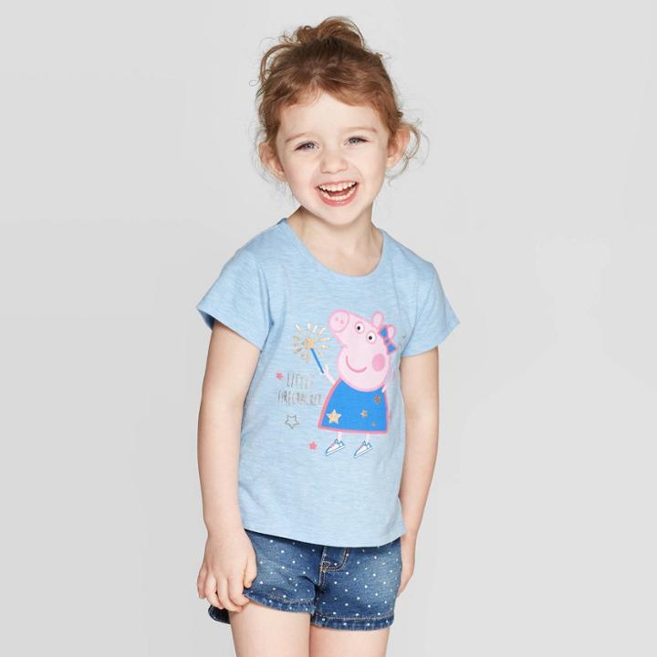 Girls' Peppa Pig Lil Firecracker Short Sleeve T-shirt - Blue