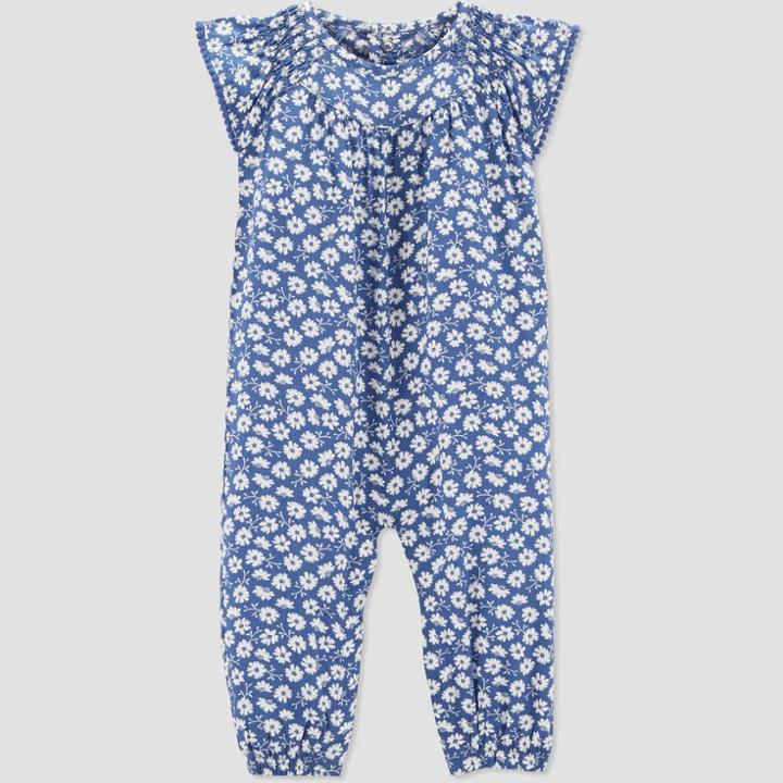 Baby Girls' Floral Jumpsuit - Just One You Made By Carter's Blue Newborn