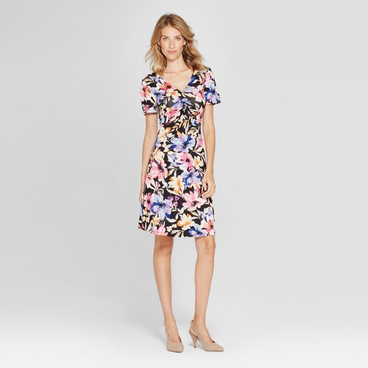 Women's Floral Print Feminine Dress - Spenser Jeremy - Black