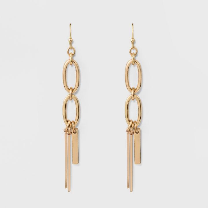 2 Links & 3 Bars Fish Hook Earrings - A New Day Gold