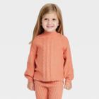 Toddler Girls' Textured Mock Neck Pullover Sweater - Cat & Jack Orange