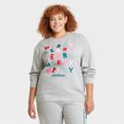 Mighty Fine Women's Plus Size Merry Whatever Holiday Graphic Sweatshirt - Gray