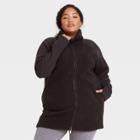 Women's Plus Size Sherpa Full Zip Long Jacket - All In Motion Black