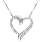 No Brand 3/4 Ct. T.w. Created Sapphire Shared Prong Heart Pendant Necklace In Sterling Silver - White, Women's