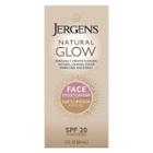 Jergens Natural Glow Face Moisturizer Fair To Medium Tone, Self Tanner, Daily Face Sunscreen - Spf