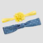 Baby Girls' 2pk Bow & Chambray Headwraps - Just One You Made By Carter's Yellow/blue
