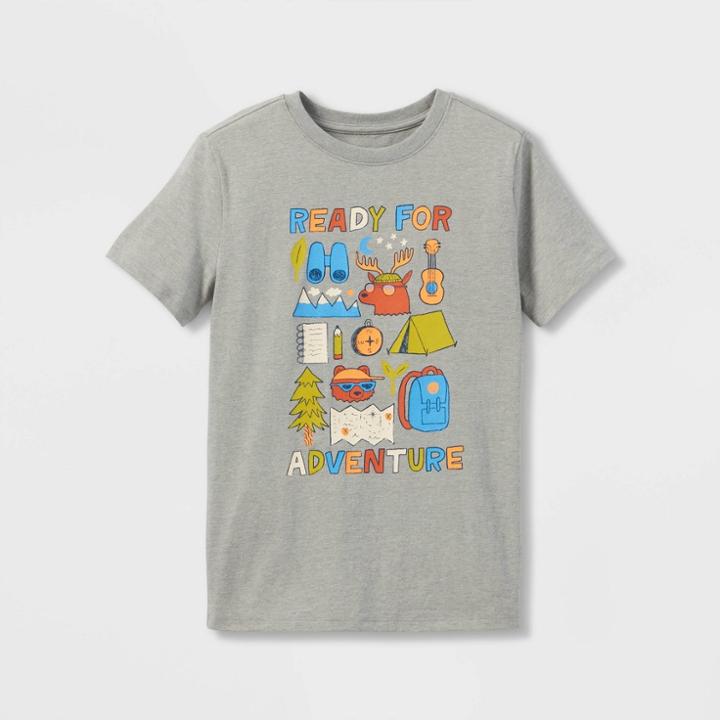 Boys' 'ready For Adventure' Camping T-shirt - Cat & Jack - Gray