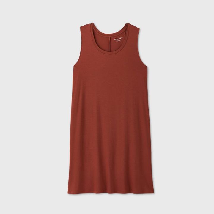 Women's Plus Size Sleeveless Swing Dress - Ava & Viv Brown X, Women's